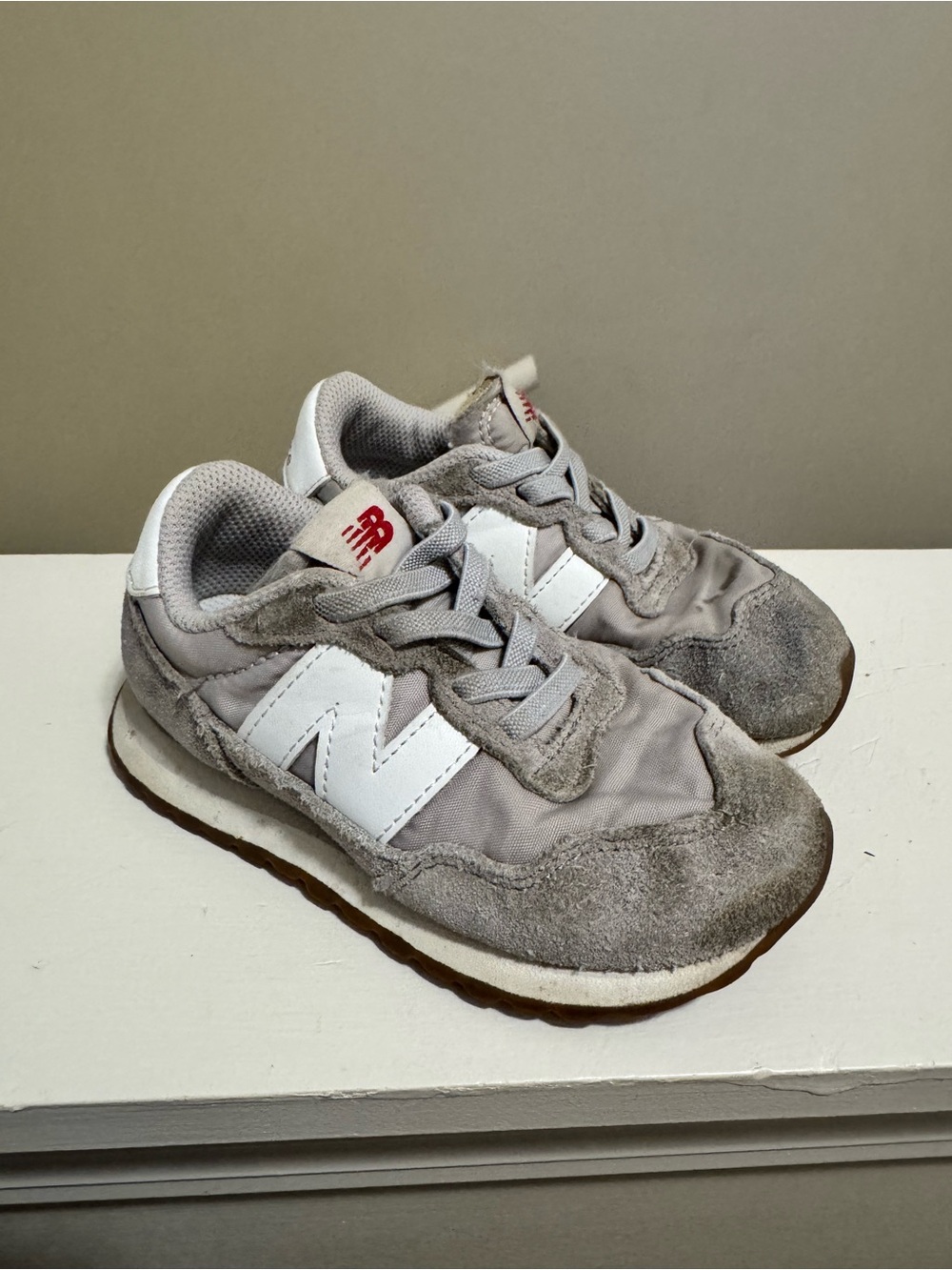 New Balance Kids Gray and White Retro-Style Sneakers
